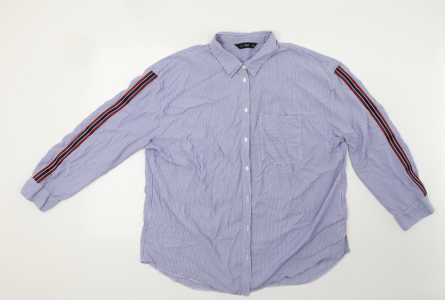 F&F Womens Blue Striped  Basic Button-Up Size 22