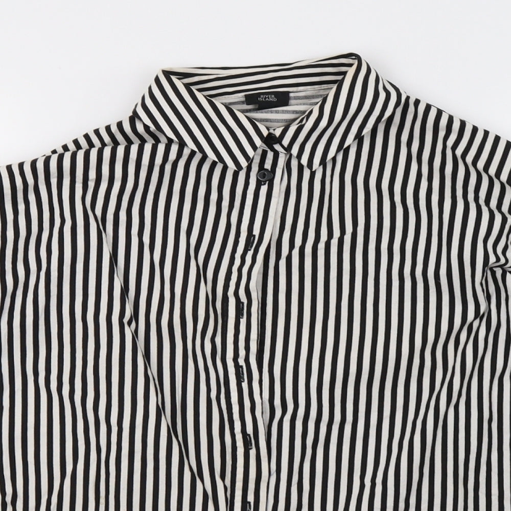 River Island Womens Black Striped  Basic Button-Up Size S