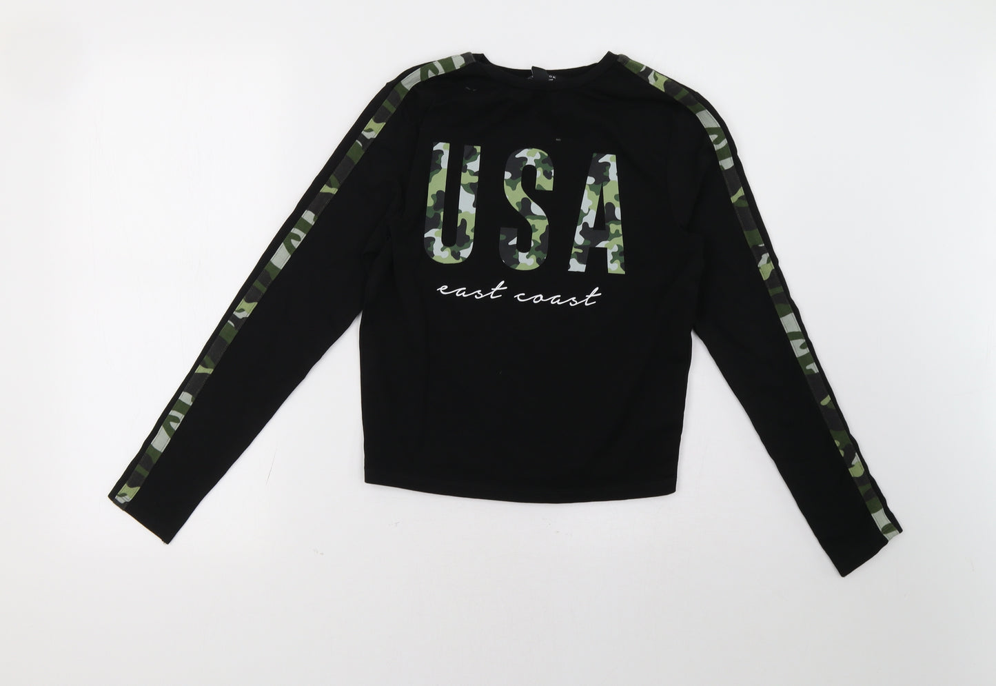 New Look Girls Black Camouflage  Pullover Sweatshirt Size 14-15 Years