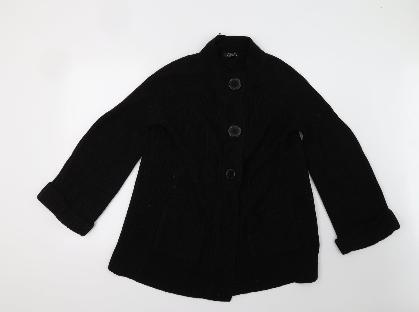 BM Womens Black  Knit Cardigan Jumper Size M
