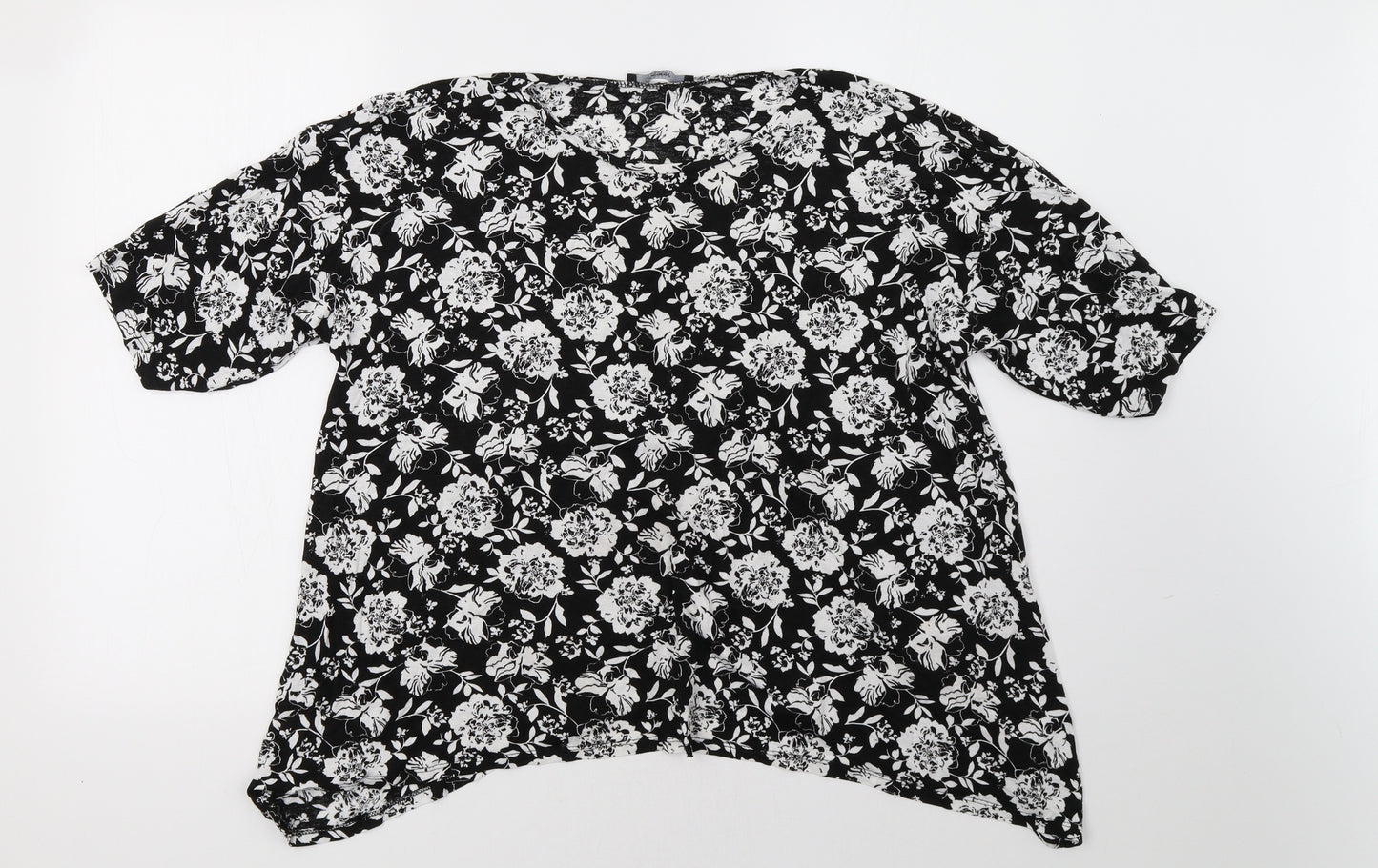 George Womens Black Floral  Basic T-Shirt Size 18