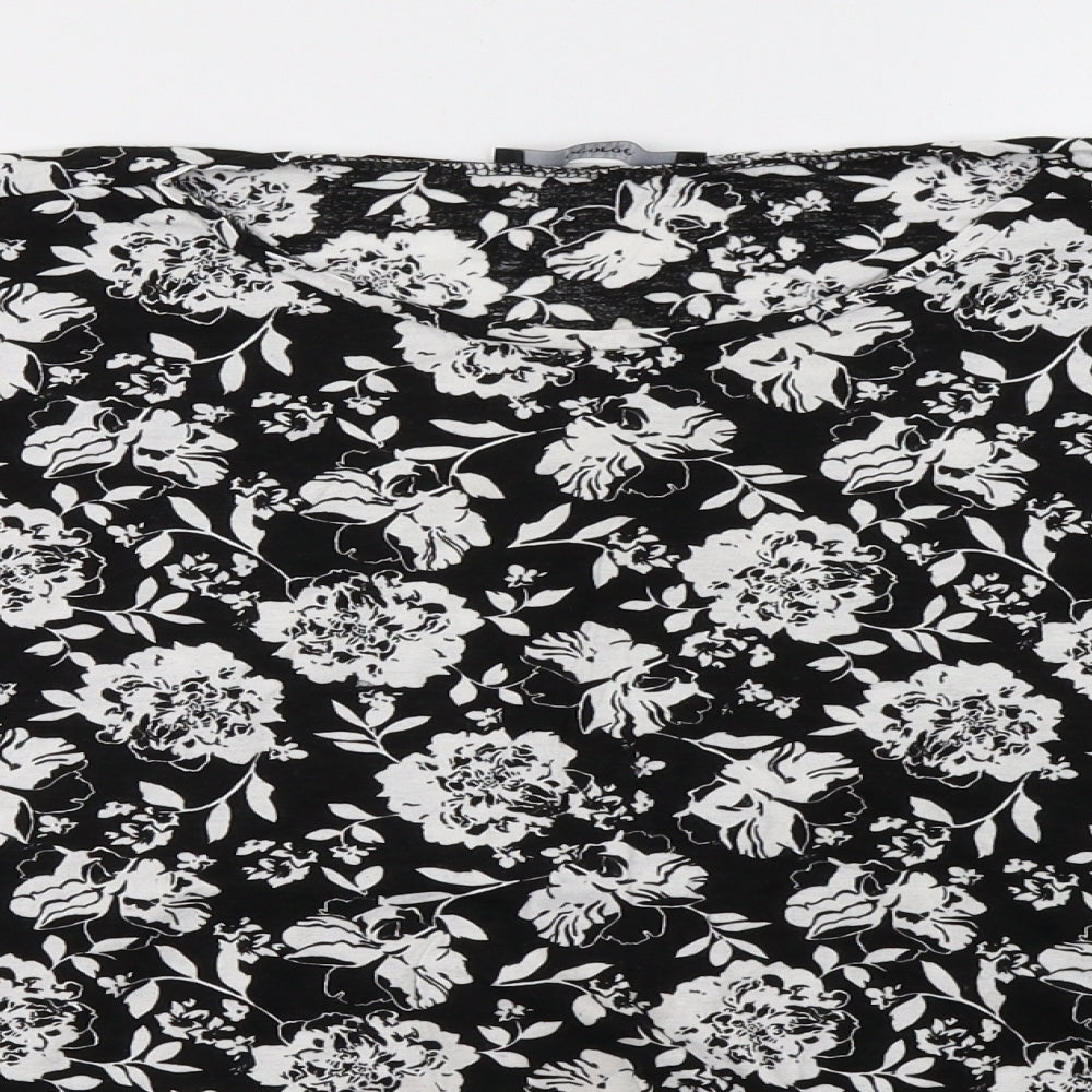 George Womens Black Floral  Basic T-Shirt Size 18