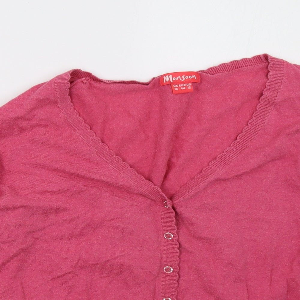 Monsoon Womens Pink   Cardigan Jumper Size 16