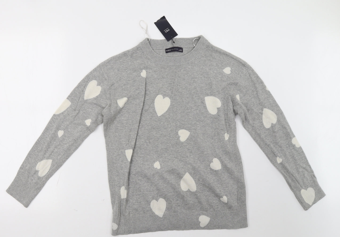 marks and Womens Grey Polka Dot  Pullover Sweatshirt Size S