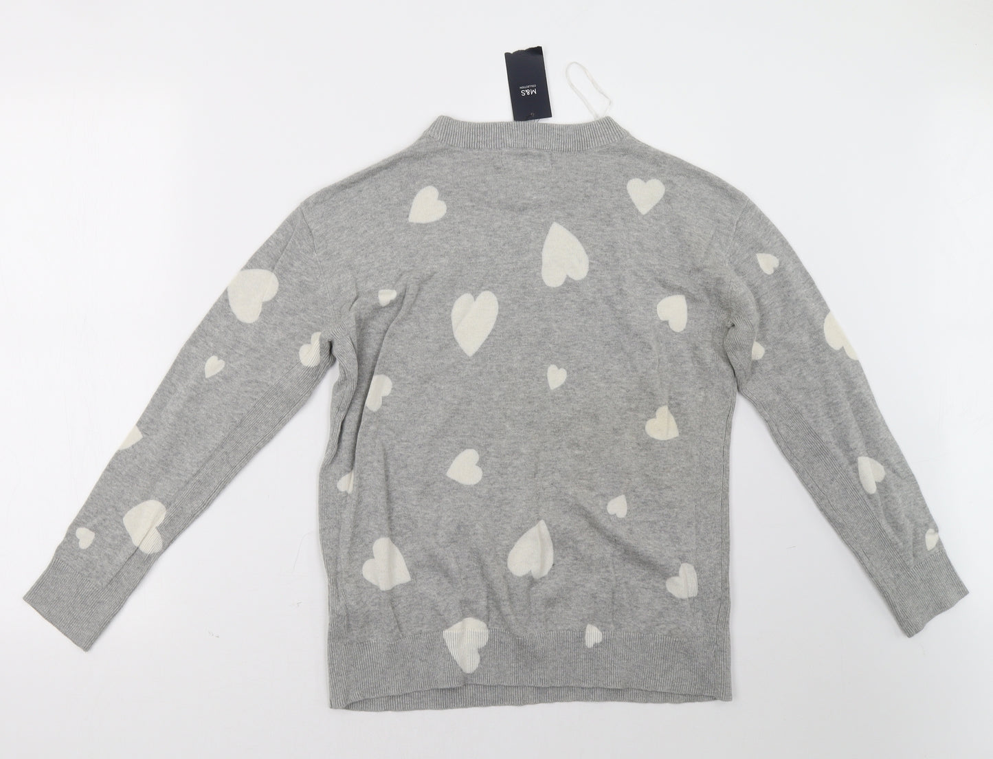 marks and Womens Grey Polka Dot  Pullover Sweatshirt Size S