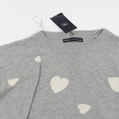 marks and Womens Grey Polka Dot  Pullover Sweatshirt Size S