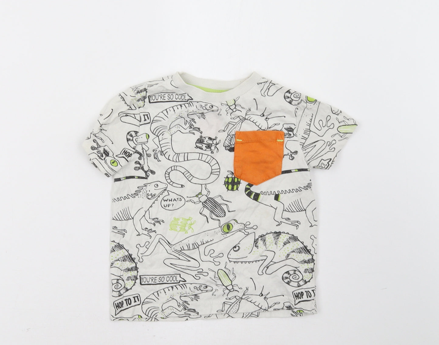 F&F Boys White Polka Dot  Basic T-Shirt Size 2-3 Years