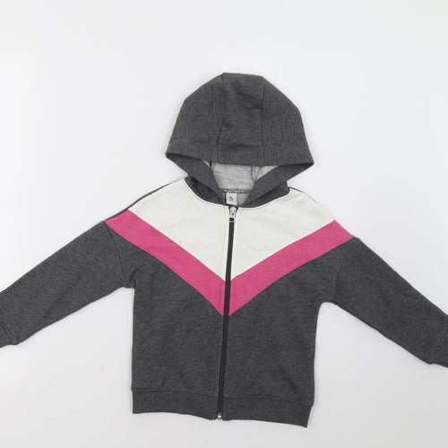 Sainsburys Girls Grey Striped  Full Zip Sweatshirt Size 5 Years