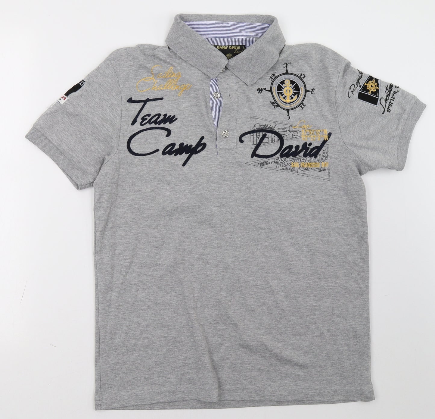 Camp David Mens Grey    Polo Size L