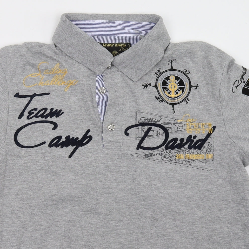 Camp David Mens Grey    Polo Size L