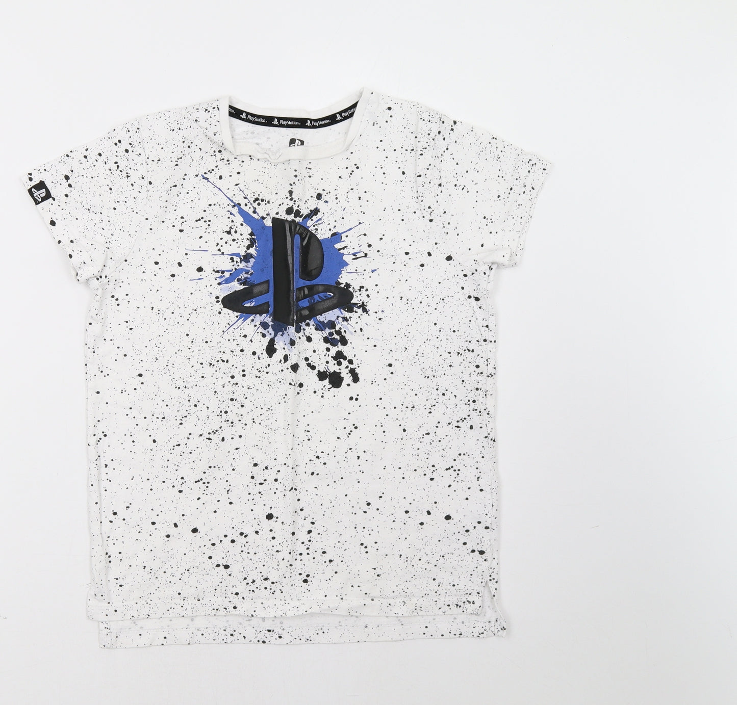 Primark Boys White Polka Dot  Basic T-Shirt Size 9-10 Years
