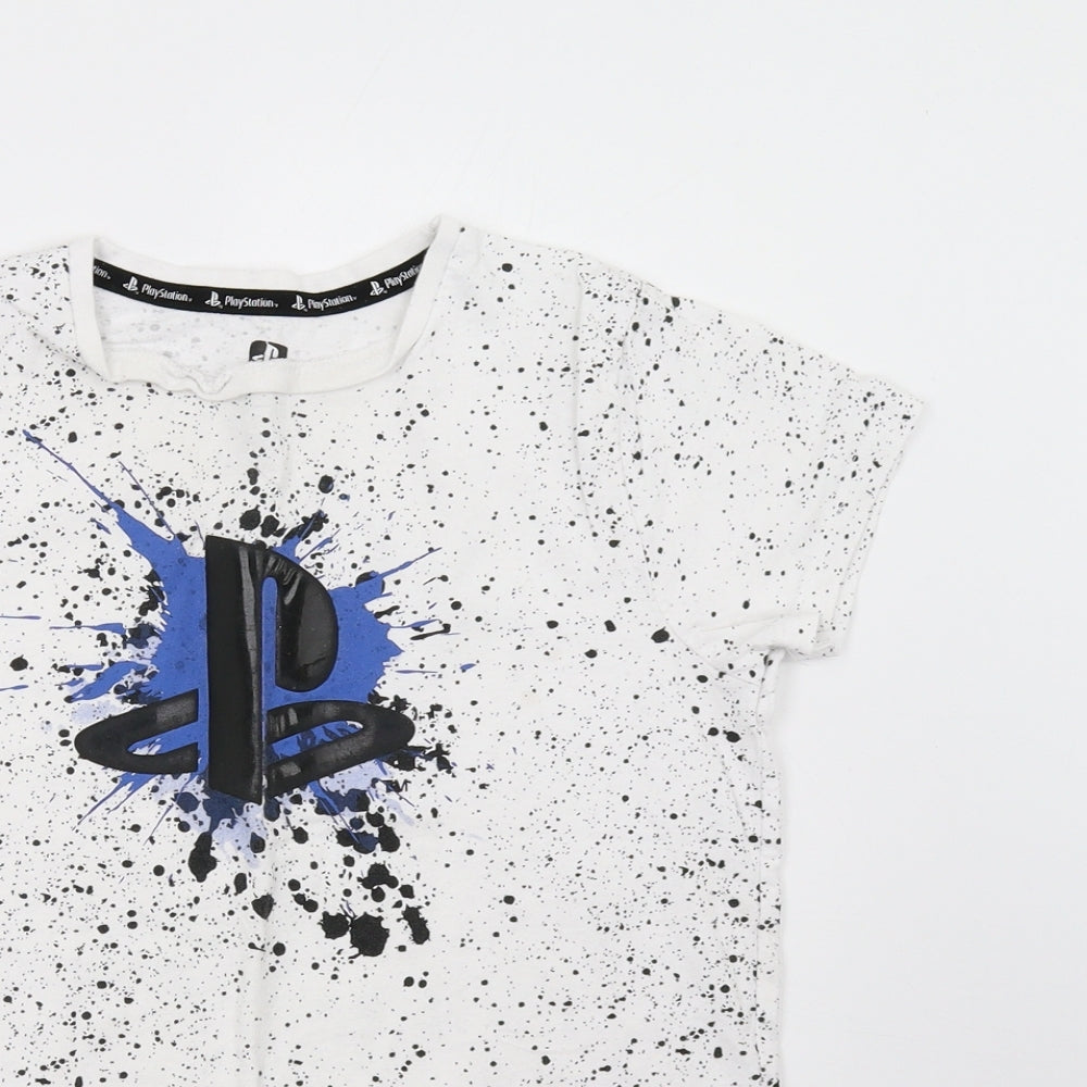 Primark Boys White Polka Dot  Basic T-Shirt Size 9-10 Years