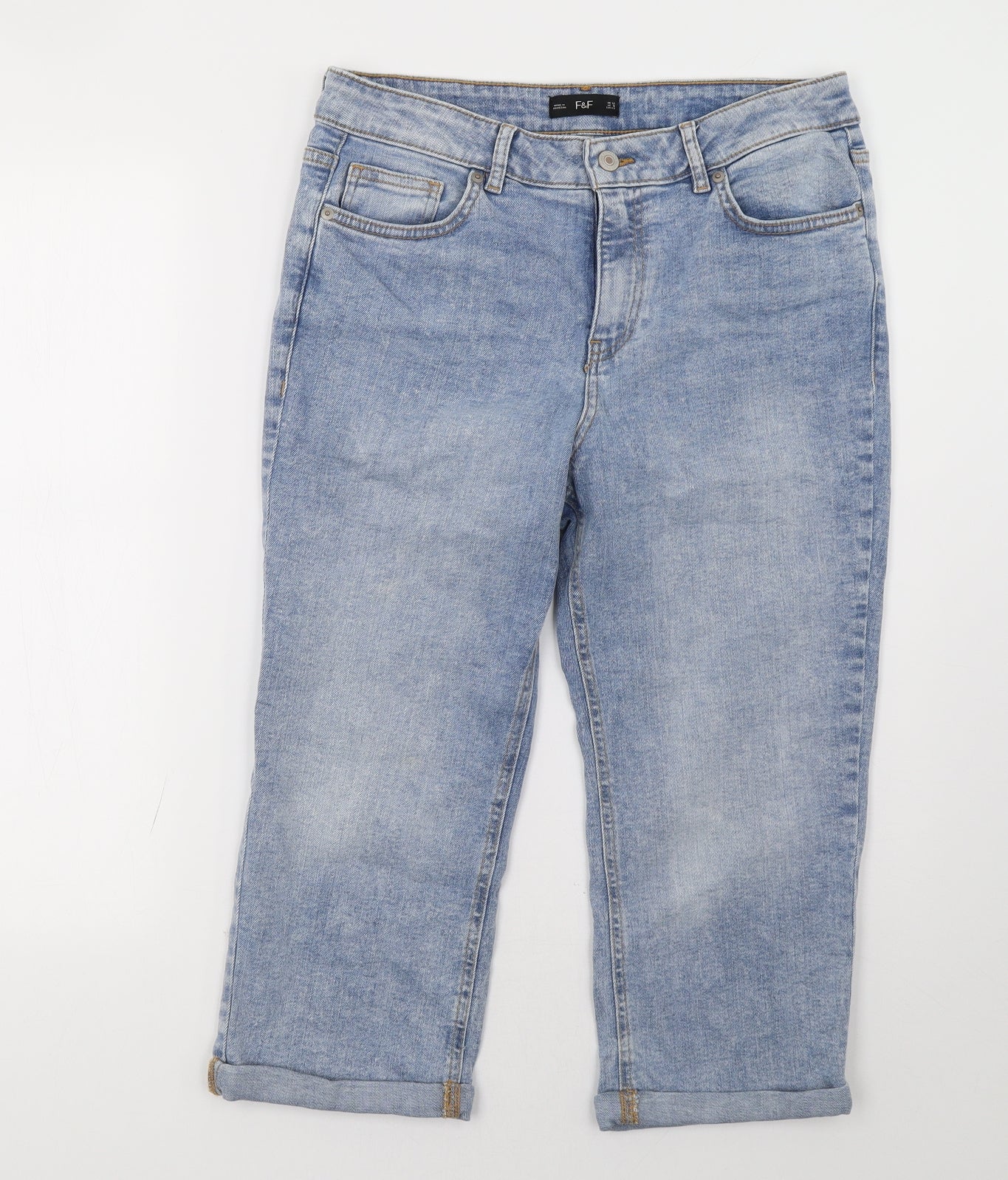 F&F Womens Blue  Denim Bermuda Shorts Size 12