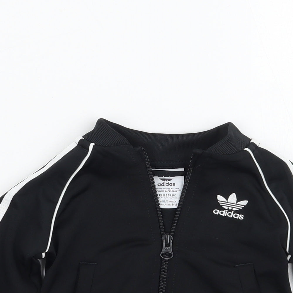 adidas Baby Black Striped  Jacket Coat Size 6-9 Months
