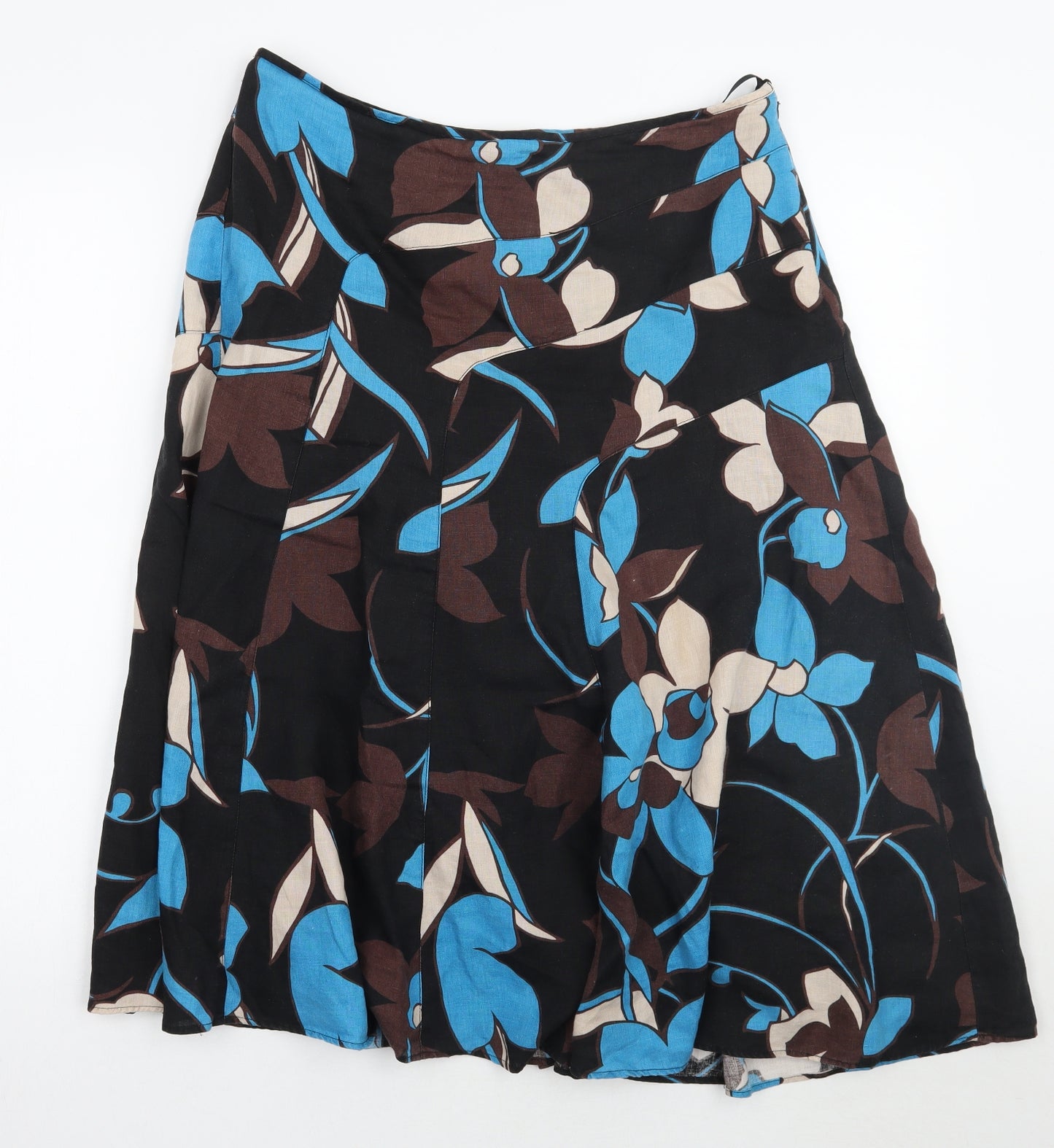 Monsoon Womens Black Floral  A-Line Skirt Size 12