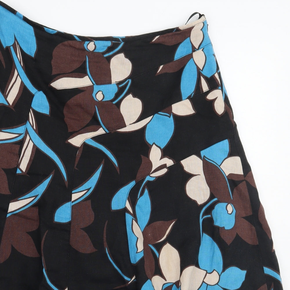 Monsoon Womens Black Floral  A-Line Skirt Size 12