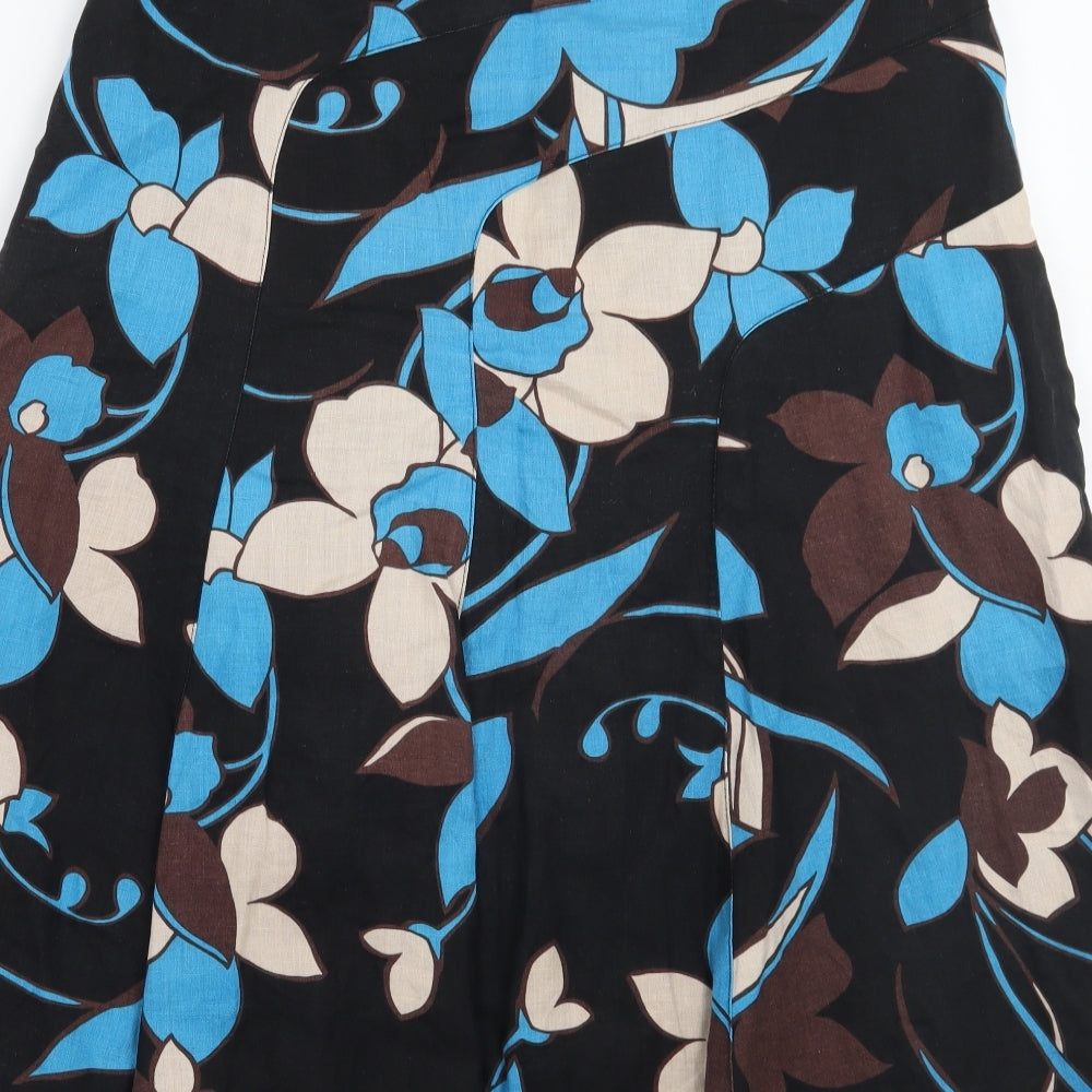 Monsoon Womens Black Floral  A-Line Skirt Size 12
