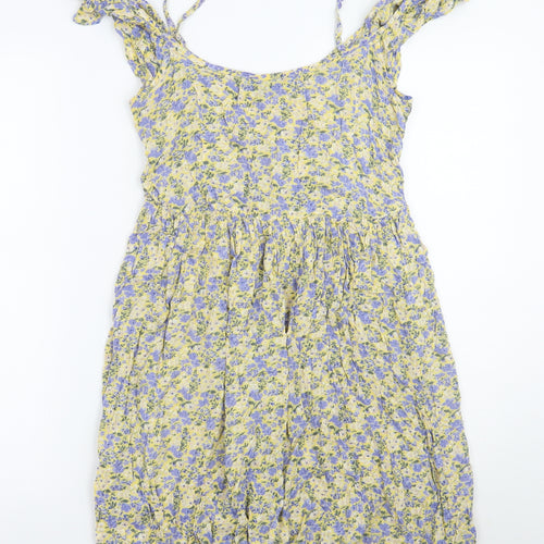 Newlook Womens Yellow Floral  A-Line  Size 6