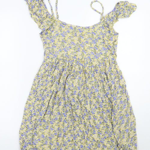 Newlook Womens Yellow Floral  A-Line  Size 6
