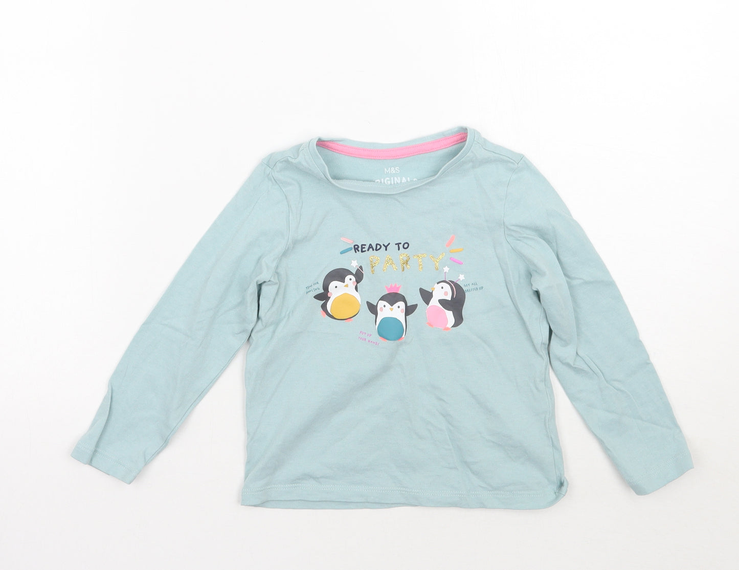 Marks and Spencer Girls Blue   Basic T-Shirt Size 3-4 Years