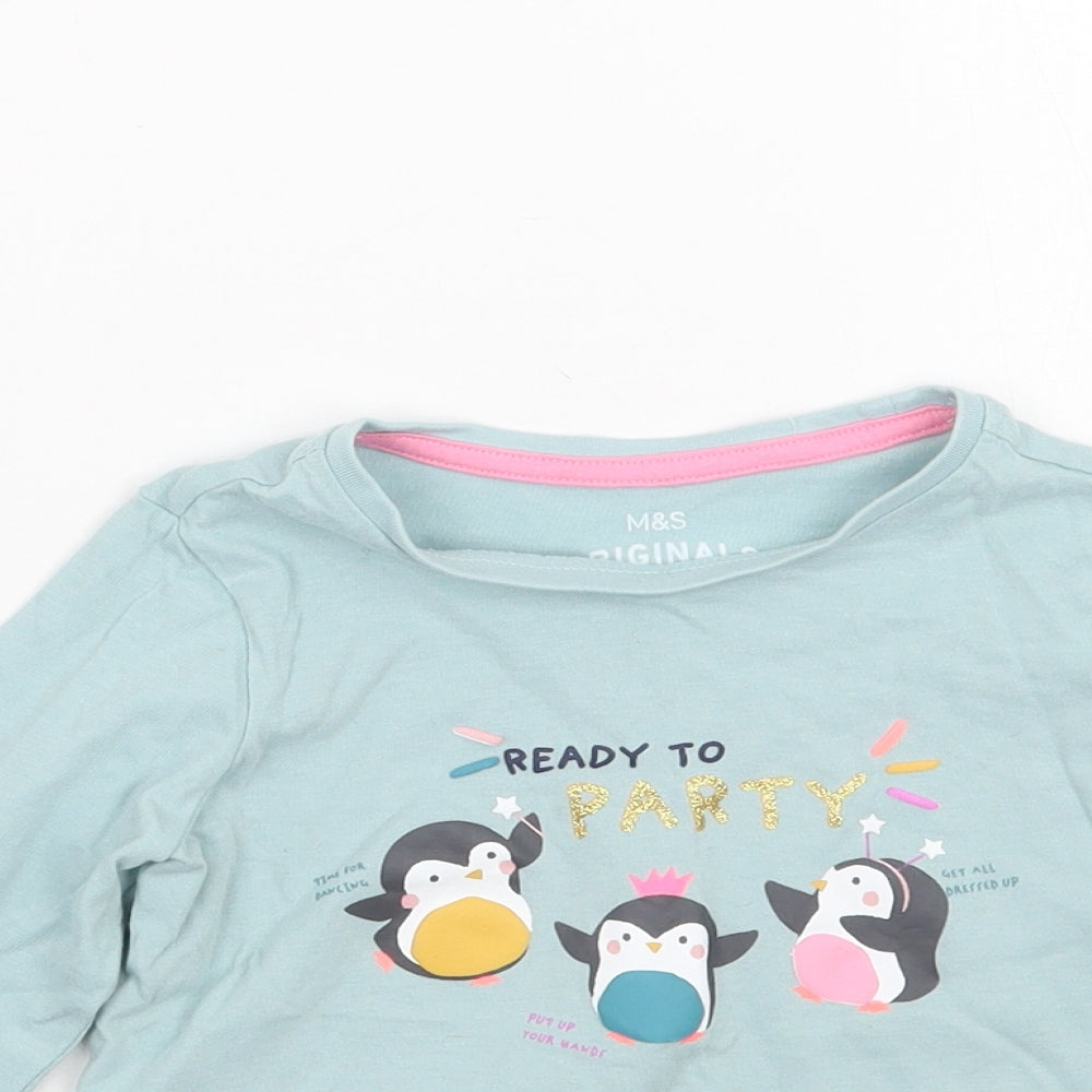 Marks and Spencer Girls Blue   Basic T-Shirt Size 3-4 Years