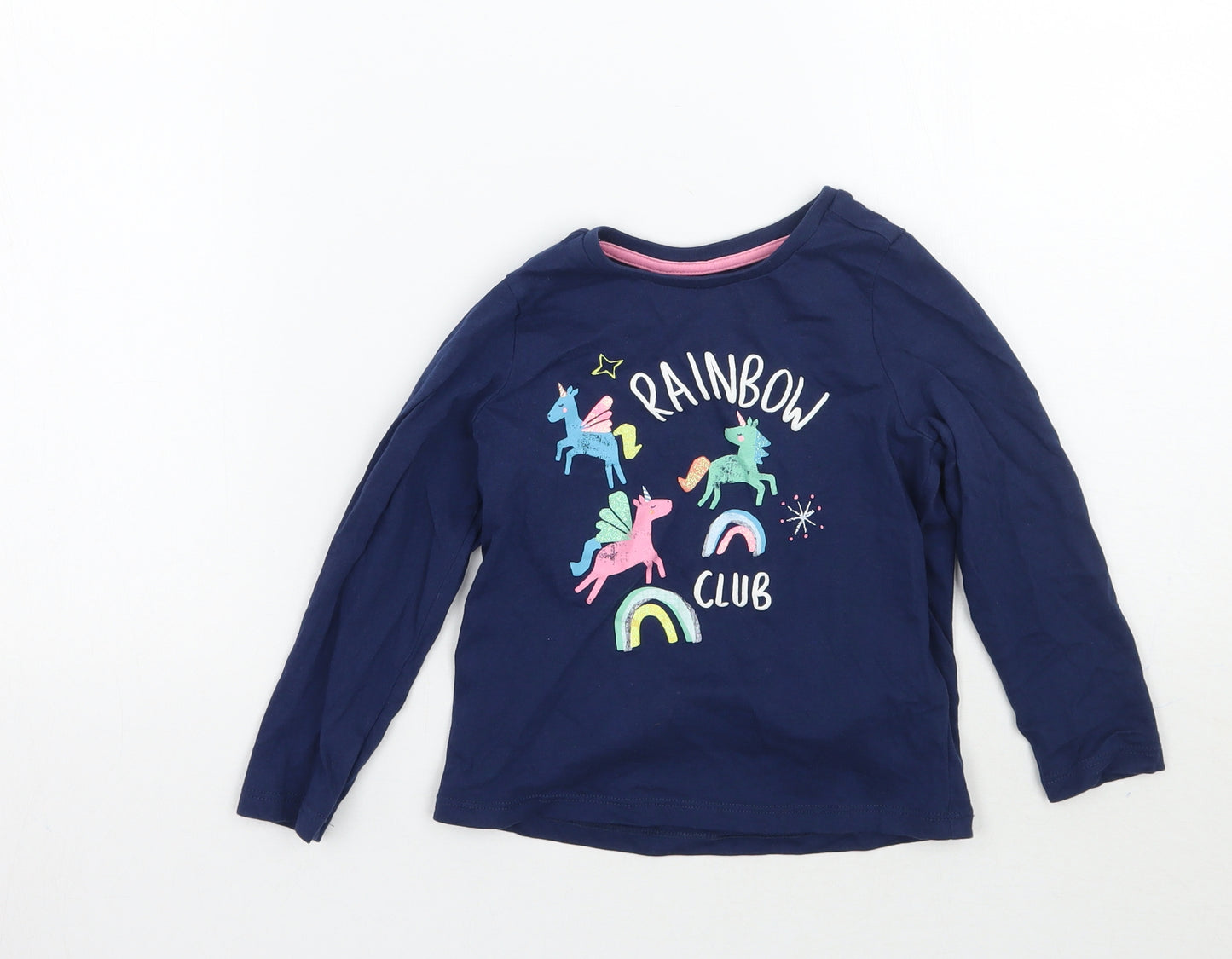 Marks and Spencer Girls Blue   Basic T-Shirt Size 3-4 Years