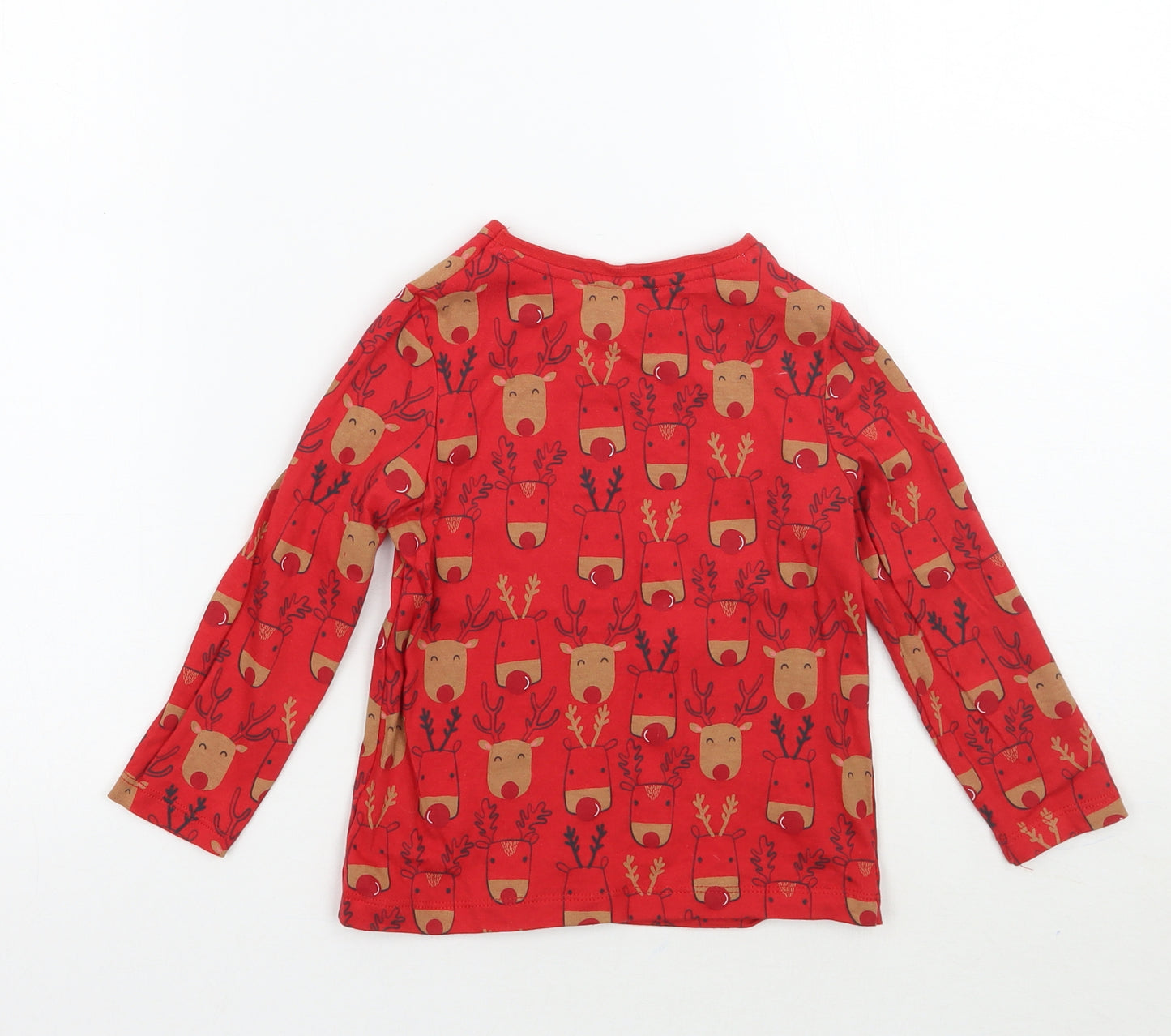 F&F Girls Red Geometric  Basic T-Shirt Size 3-4 Years  - Christmas