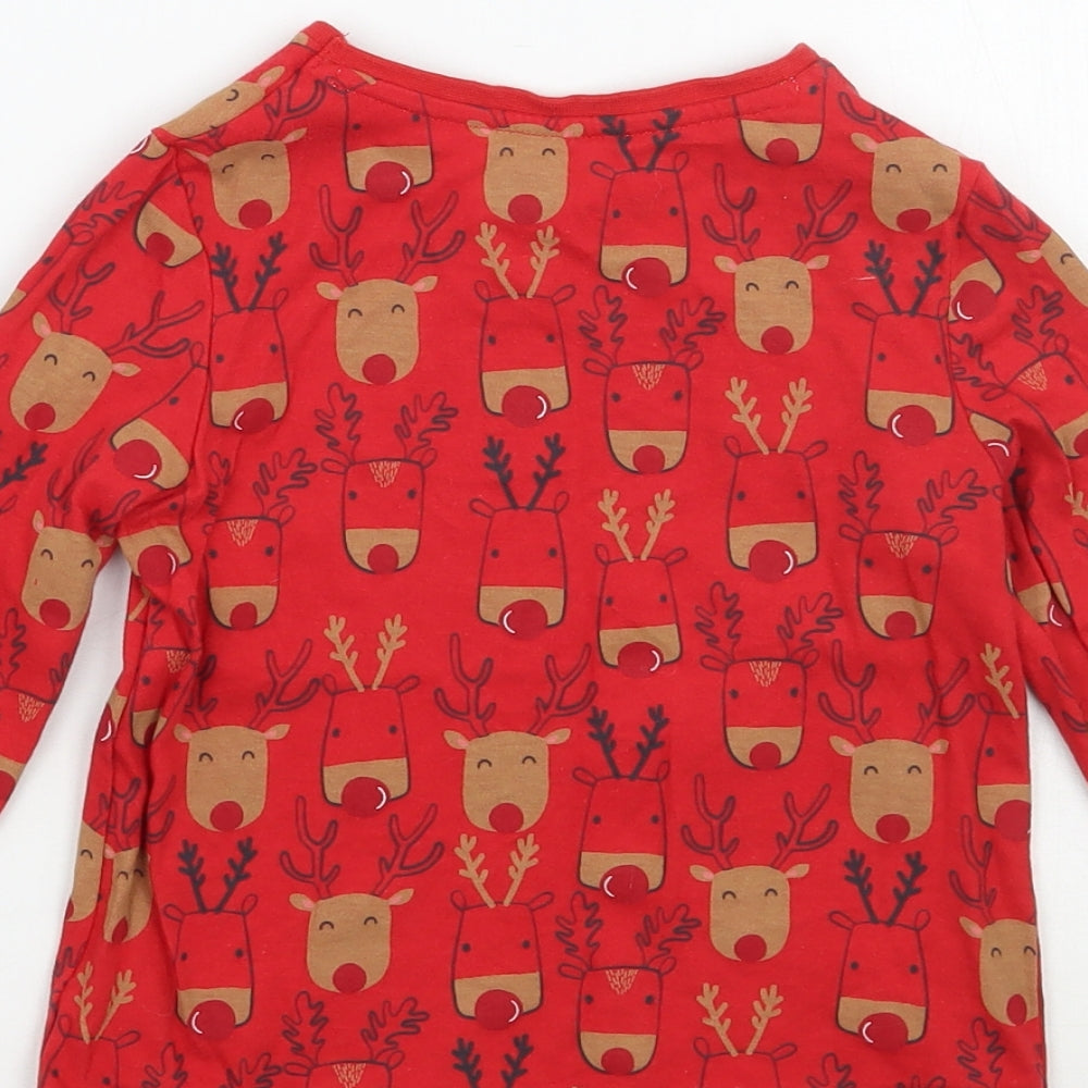 F&F Girls Red Geometric  Basic T-Shirt Size 3-4 Years  - Christmas