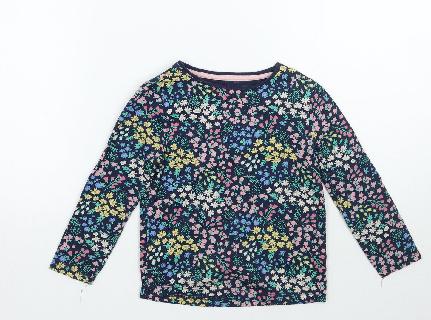 F&F Girls Blue Floral  Basic T-Shirt Size 3-4 Years