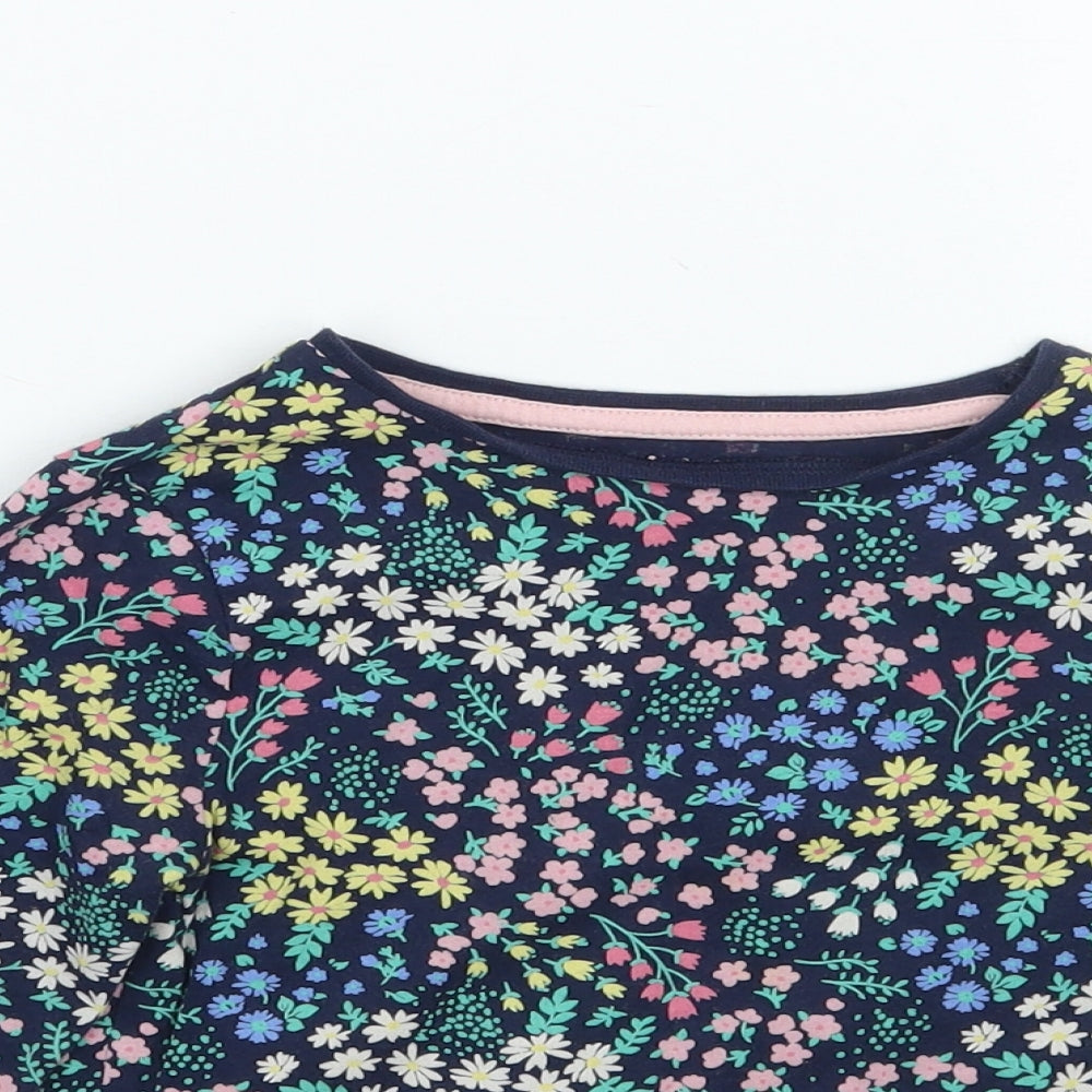 F&F Girls Blue Floral  Basic T-Shirt Size 3-4 Years