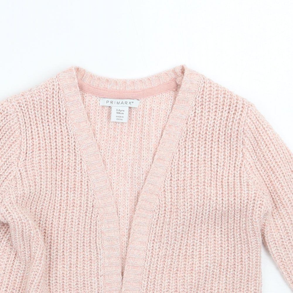 Primark Girls Pink   Cardigan Jumper Size 3-4 Years