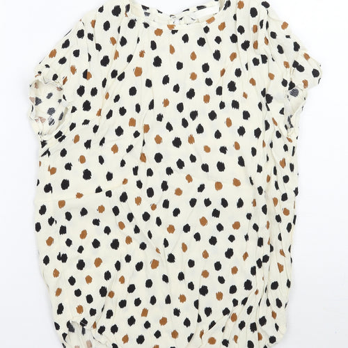 H&M Womens Beige Polka Dot  Basic Blouse Size 4