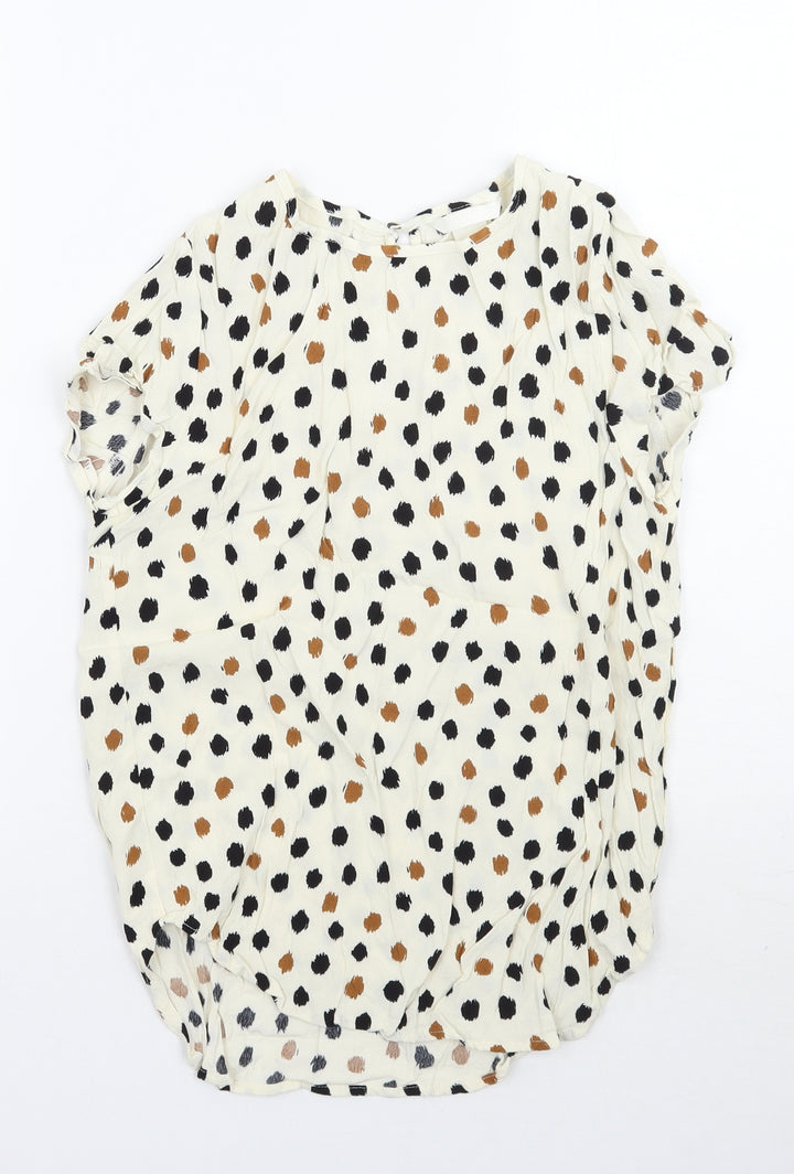 H&M Womens Beige Polka Dot Basic Blouse Size 4