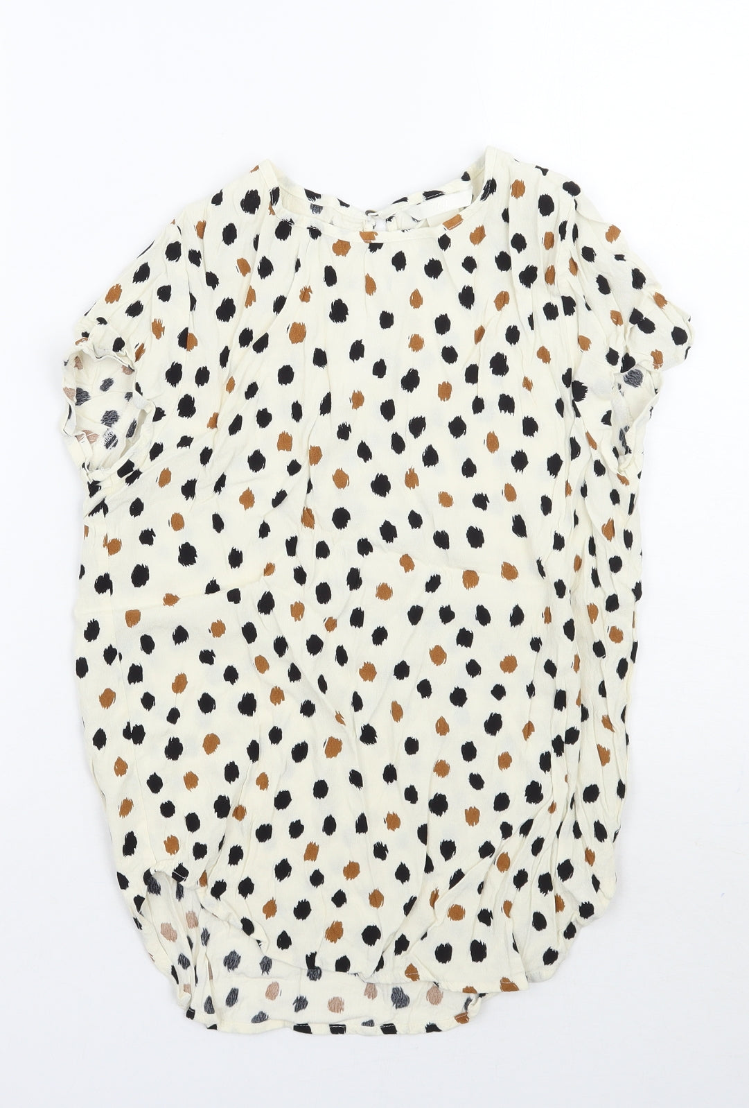 H&M Womens Beige Polka Dot  Basic Blouse Size 4