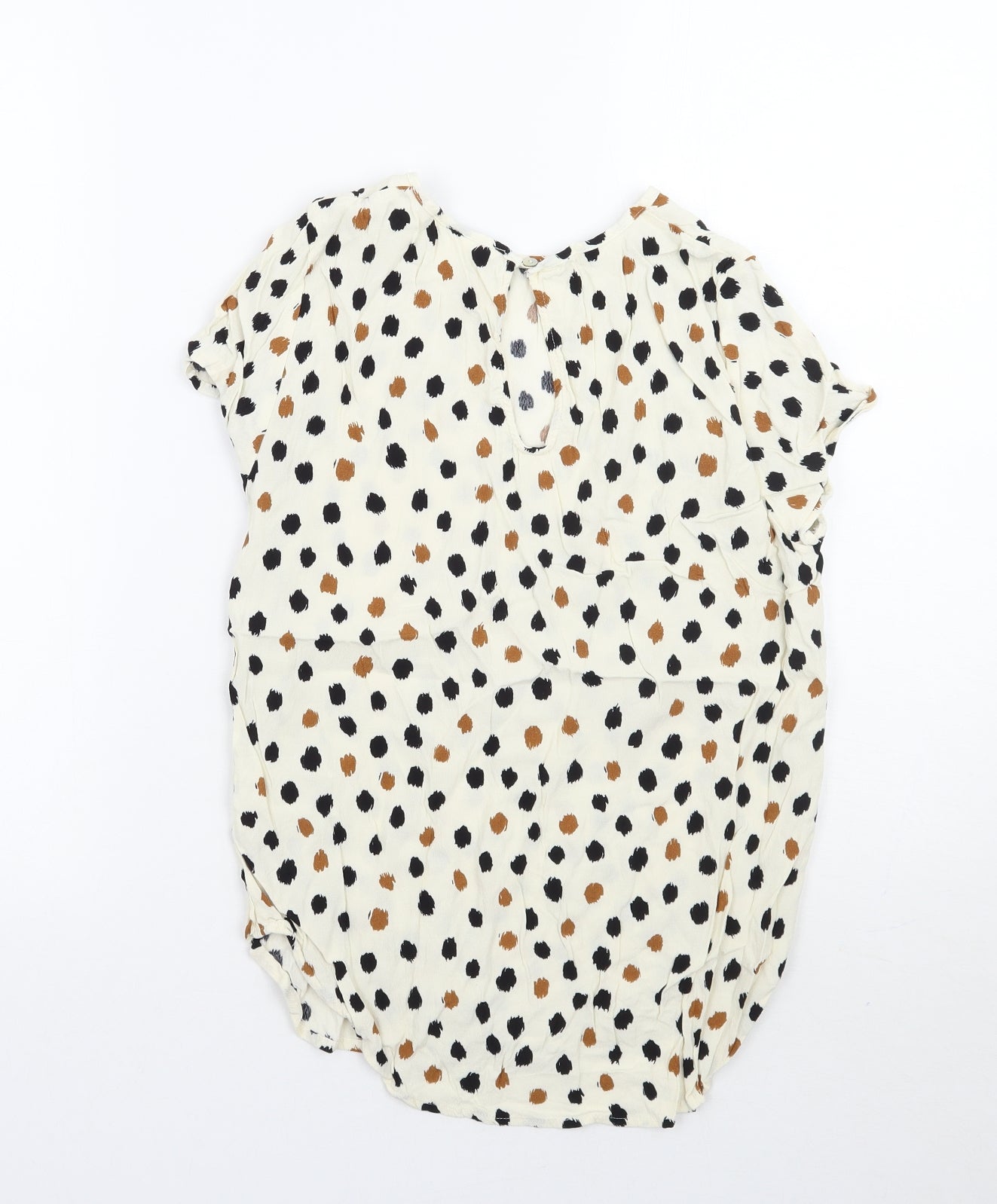 H&M Womens Beige Polka Dot  Basic Blouse Size 4