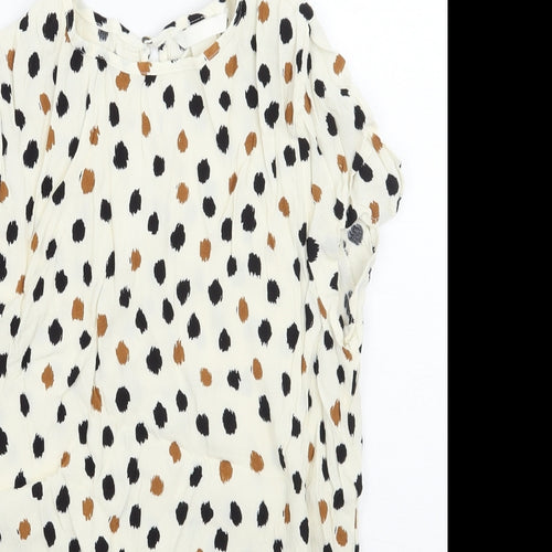 H&M Womens Beige Polka Dot  Basic Blouse Size 4