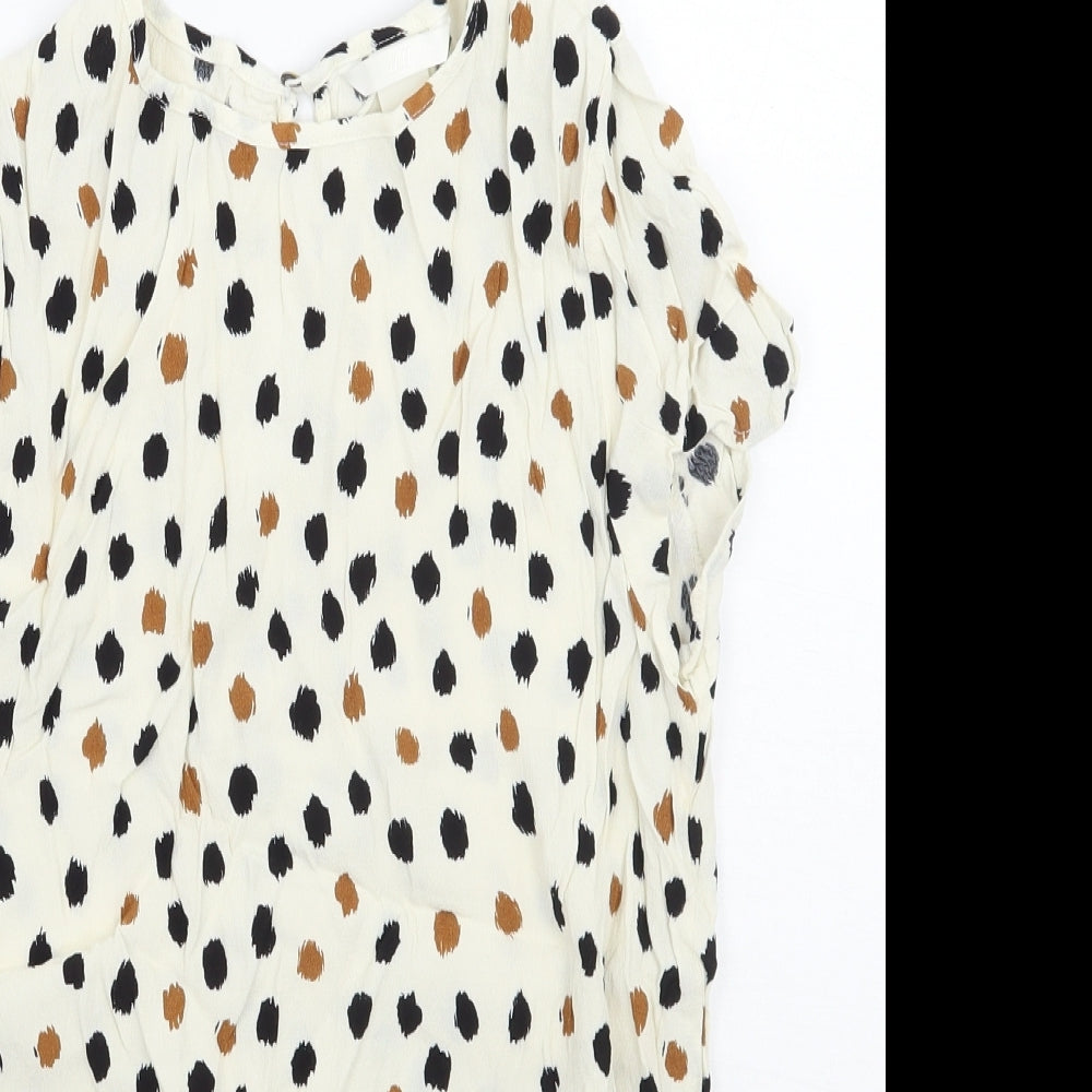 H&M Womens Beige Polka Dot  Basic Blouse Size 4