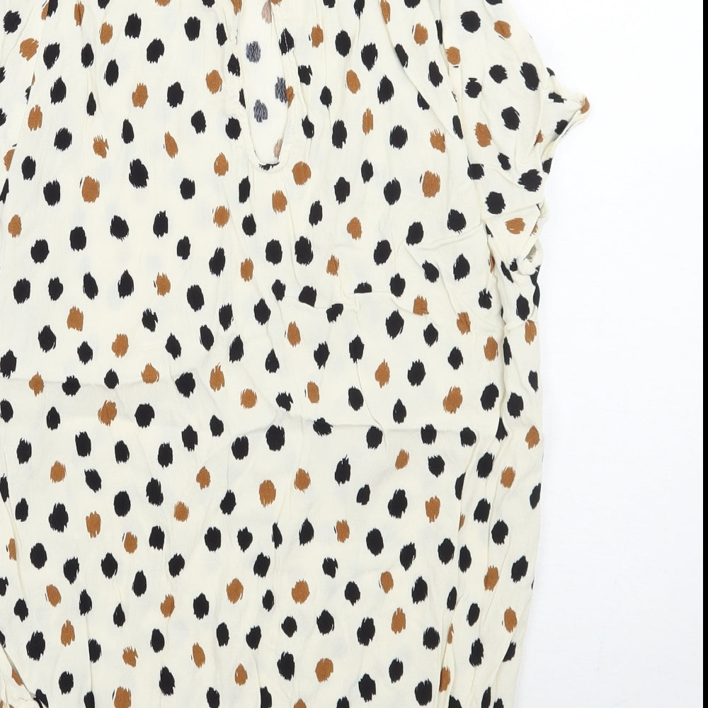 H&M Womens Beige Polka Dot  Basic Blouse Size 4
