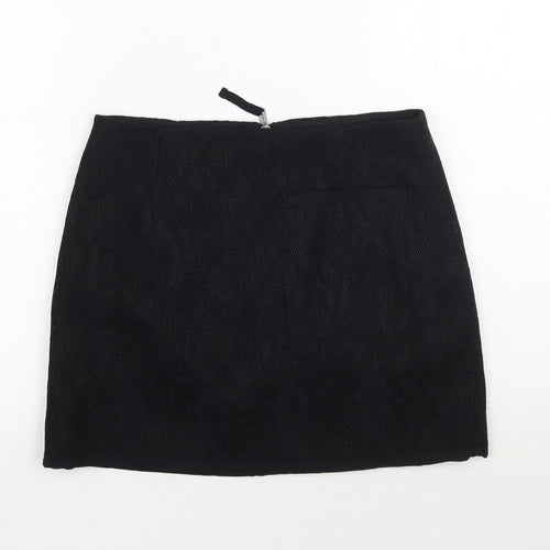 Topshop Womens Black  Rayon A-Line Skirt Size 10