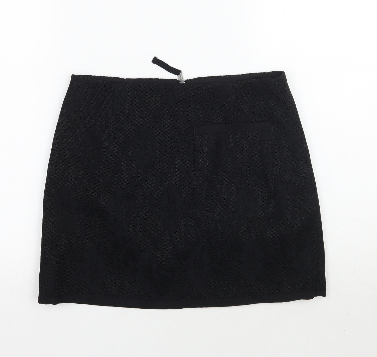 Topshop Womens Black  Rayon A-Line Skirt Size 10