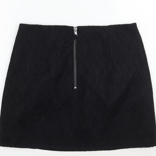 Topshop Womens Black  Rayon A-Line Skirt Size 10