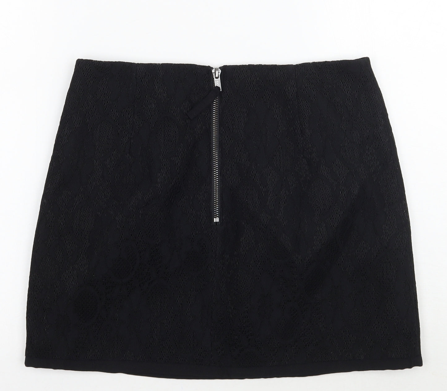 Topshop Womens Black  Rayon A-Line Skirt Size 10