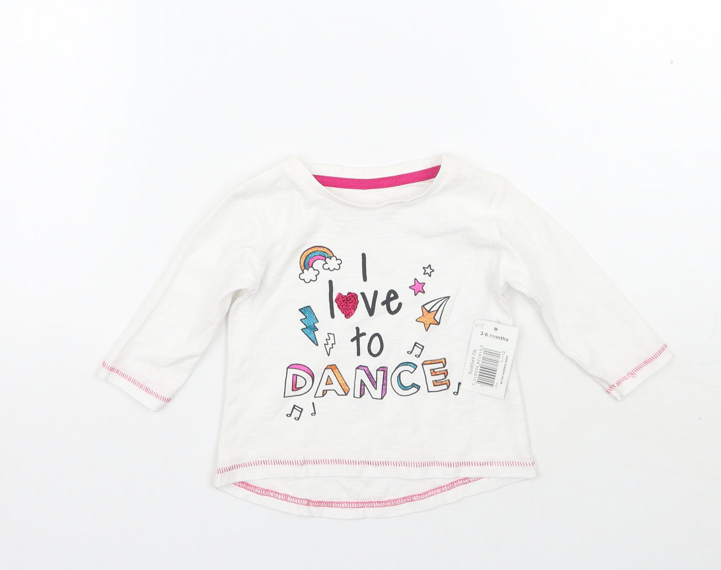 Matalan Girls White   Basic T-Shirt Size 3-6 Months