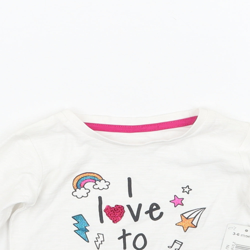 Matalan Girls White   Basic T-Shirt Size 3-6 Months