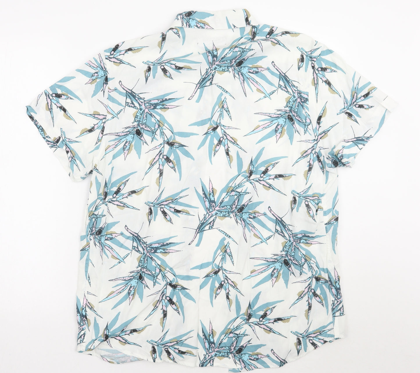 Primark Mens White Floral   Button-Up Size L