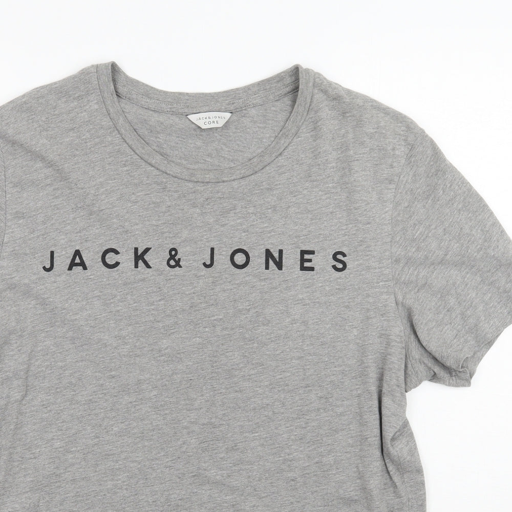 Jack&jones Mens Grey    T-Shirt Size L