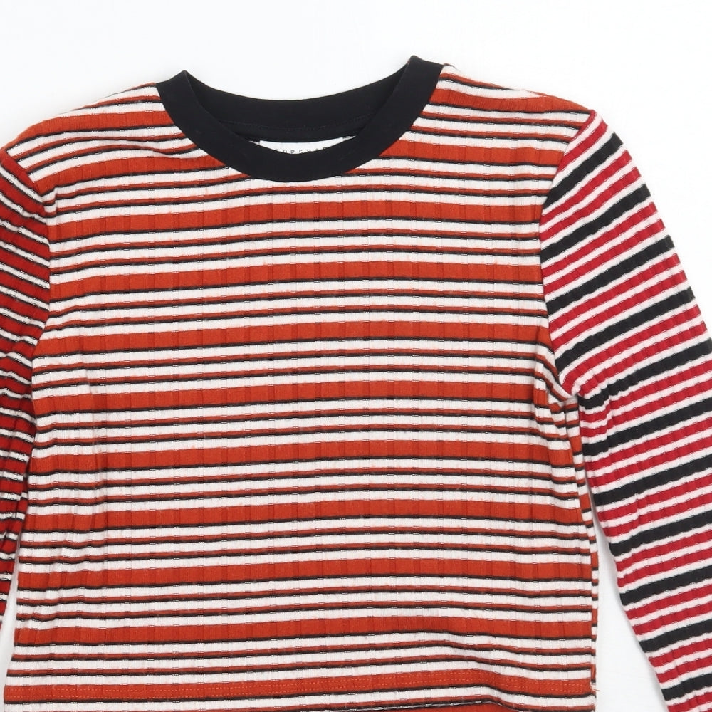 Topshop Womens Red Striped  Basic T-Shirt Size 6