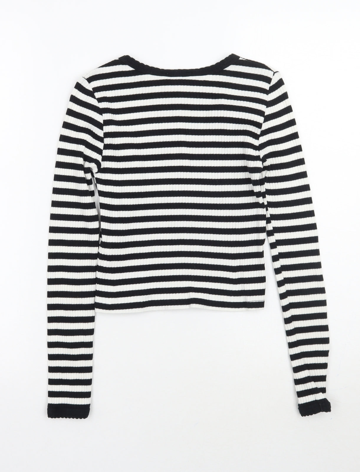 Topshop Womens White Striped  Basic T-Shirt Size 6