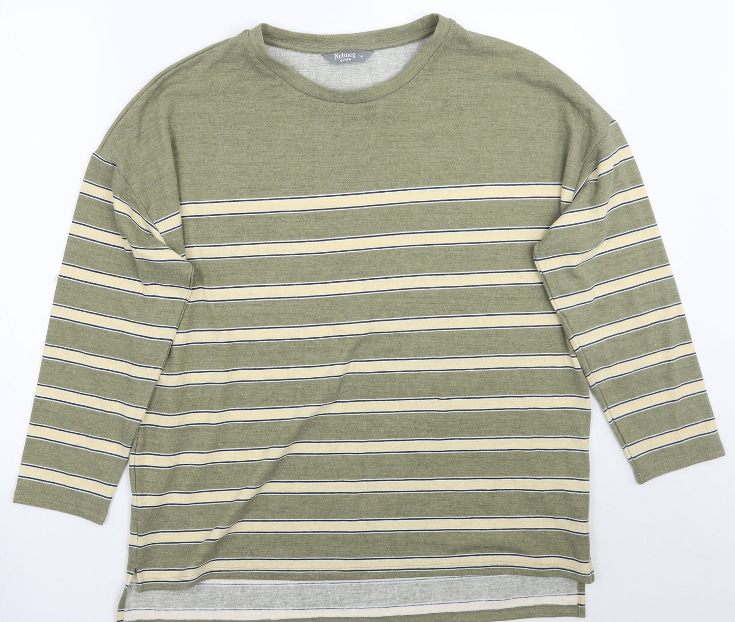 Nutmeg Womens Green Striped  Pullover Jumper Size 14