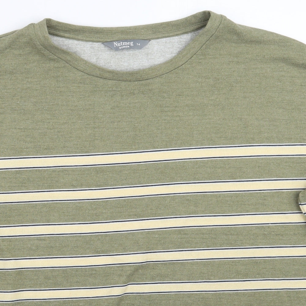 Nutmeg Womens Green Striped  Pullover Jumper Size 14